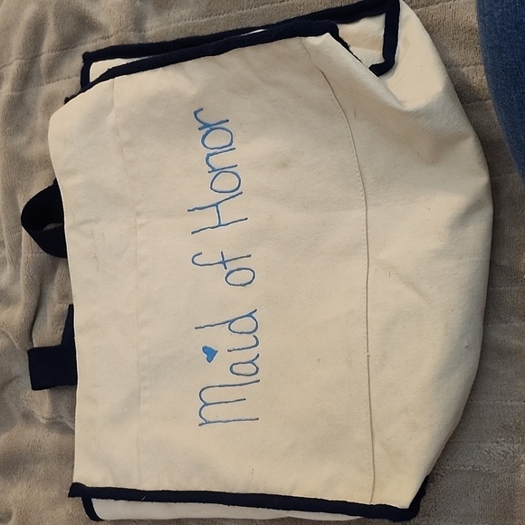 Handbags - "Maid of Honor" tote with handwritten words in blue